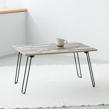 スクラップウッドテーブル 60 幅60cm 折りたたみ 机 つくえ モダン 木製 ヴィンテージ インテリア 送料無料-3