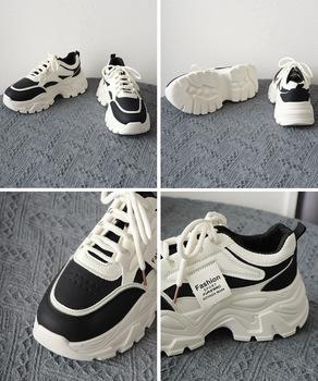 スニーカー 厚底スニーカー ダッドスニーカー 美脚 レディース ローカット レースアップくつ 送料無料 即日発送-9