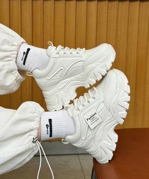 スニーカー 厚底スニーカー ダッドスニーカー 美脚 レディース ローカット レースアップくつ 送料無料 即日発送-2