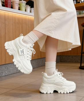 スニーカー 厚底スニーカー ダッドスニーカー 美脚 レディース ローカット レースアップくつ 送料無料 即日発送-3