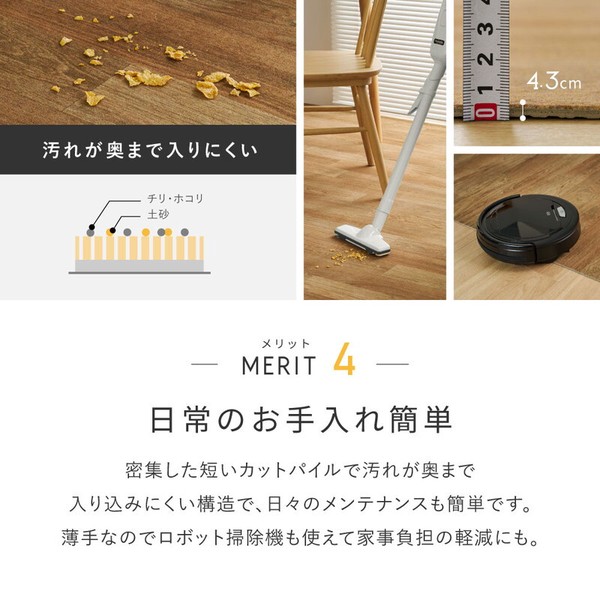 ラグ 約200×200cm 超高密度パイルのフローリング調ラグ フロテックス 送料無料-11