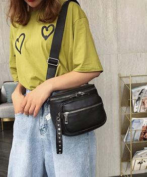 PUボディバッグ レディース 斜めがけ鞄 ブラック 送料無料 即日発送-4