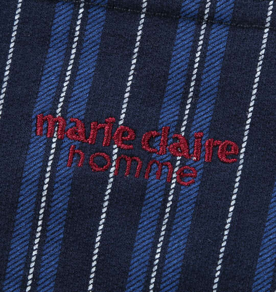 大きいサイズ marie claire homme ミニ裏毛ストライプ長袖パジャマ 3L 4L 5L 6L 8L ネイビー ラッピング可 送料無料 即日発送-5