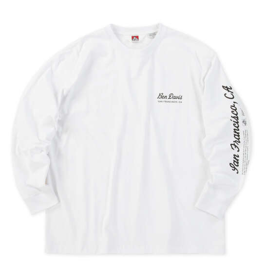 大きいサイズ BEN DAVIS グラフィック長袖Tシャツ 3L 4L 5L 6L ホワイト ラッピング可 送料無料 即日発送-1