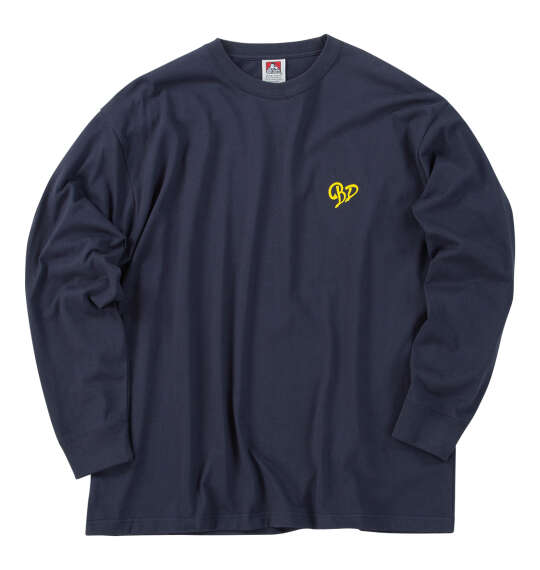 大きいサイズ BEN DAVIS ハートスクリプトロゴ長袖Tシャツ 3L 4L 5L 6L ネイビー ラッピング可 送料無料 即日発送-1