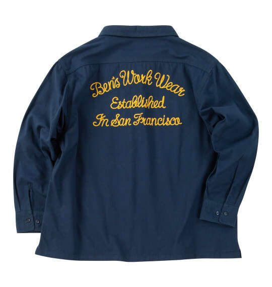 大きいサイズ BEN DAVIS 刺繍ツイルワークシャツ 3L 4L 5L 6L ネイビー　バイオウォッシュ加工を施したカジュアルシャツ。 ラッピング可 送料無料 即日発送-1