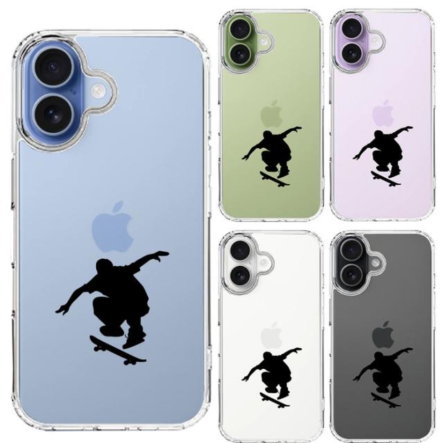 iPhone17 ケース クリア スケートボード スマホケース 側面ソフト 背面ハード ハイブリッド  送料無料-1