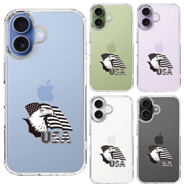 iPhone17 ケース クリア 白頭鷲 星条旗 スマホケース 側面ソフト 背面ハード ハイブリッド  送料無料-1