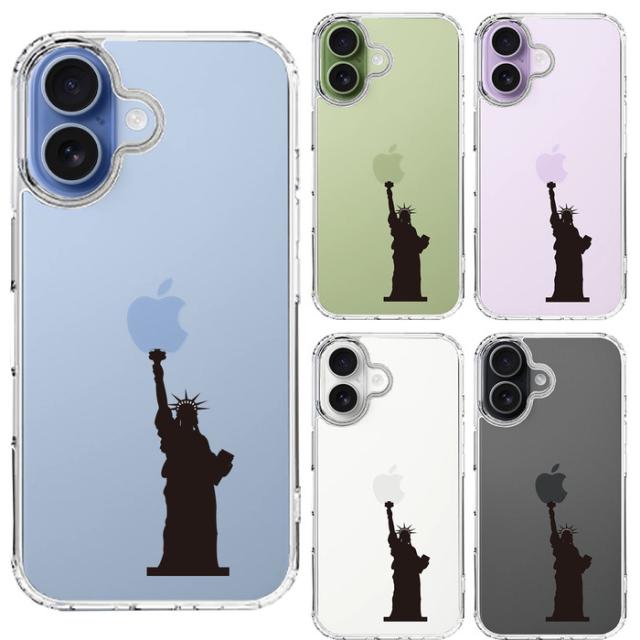 iPhone17 ケース クリア 自由の女神 スマホケース 側面ソフト 背面ハード ハイブリッド 送料無料-1