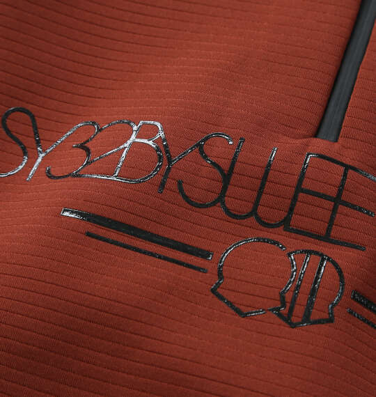 大きいサイズ SY32 by SWEET YEARS ピンボーダーネオプレーンハーフジップスウェット 3L 4L 5L 6L バーガンディ ラッピング可 送料無料 即日発送-3