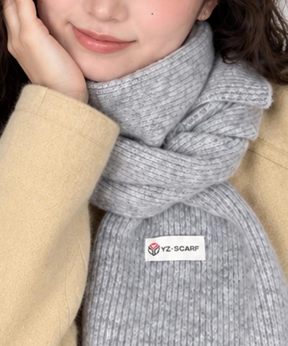 暖かいリブニットマフラー カシミアタッチ クチクしないニットストール 無地厚手 シンプルネックウォーマー 送料無料 即日発送-4