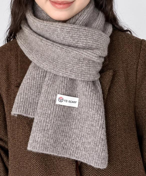 暖かいリブニットマフラー カシミアタッチ クチクしないニットストール 無地厚手 シンプルネックウォーマー 送料無料 即日発送-5