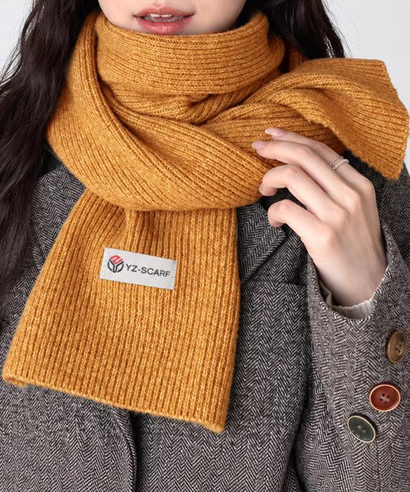 暖かいリブニットマフラー カシミアタッチ クチクしないニットストール 無地厚手 シンプルネックウォーマー 送料無料 即日発送-7
