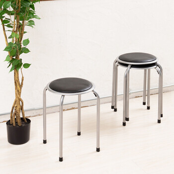 ホームスタッキングスツール ブラック パイプイス定番アイテム 送料無料-2