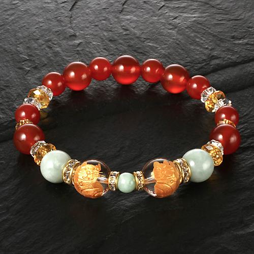 招福財運猫ブレス 左右手招き猫のキーホルダー付き 送料無料-1