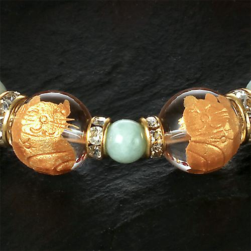 招福財運猫ブレス 左右手招き猫のキーホルダー付き 送料無料-2