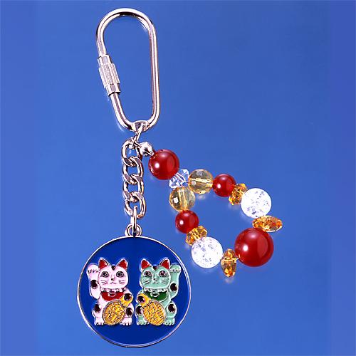 招福財運猫ブレス 左右手招き猫のキーホルダー付き 送料無料-3