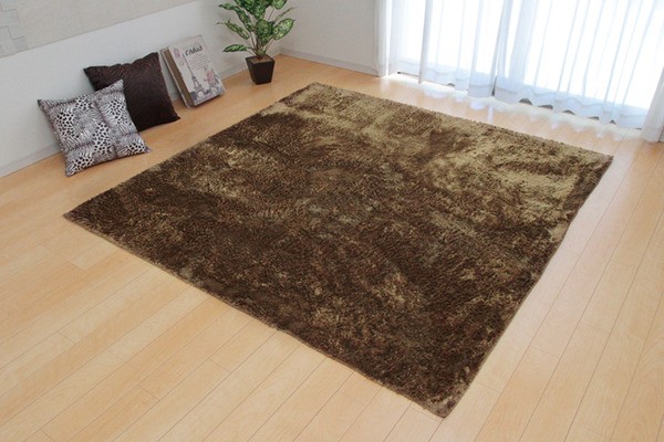 シャギー調 ラグマット/絨毯 (2畳 ネイビー 直径約185cm) 円形 無地
