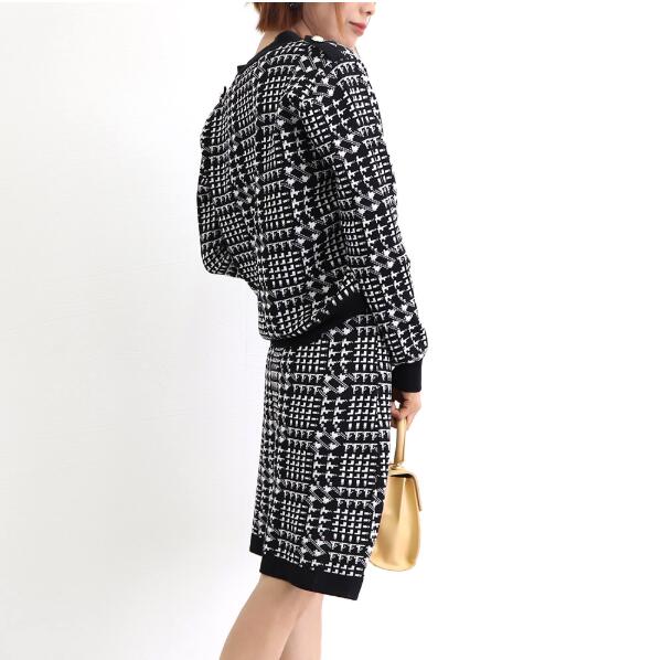 きれいめレディースファッション 千鳥柄セットアップツイード風 20代