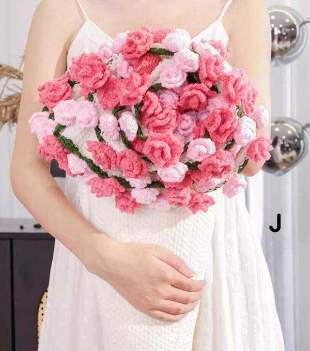 花束ブランケット 可愛い 手編み薔薇 バラ グラデーション ブーケ