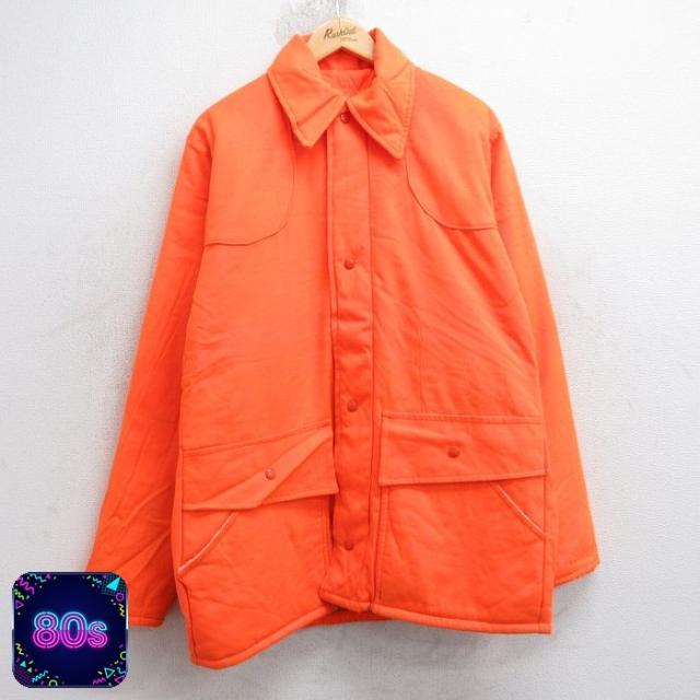 古着 長袖 ハンティング ジャケット メンズ 80年代 80s ロング丈 オレン