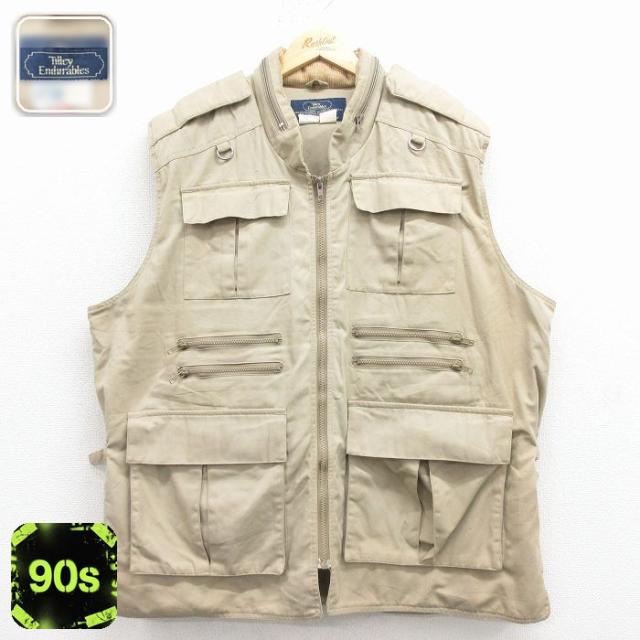 古着 ハンティング ベスト メンズ 90年代 90s 大きいサイズ ベージュ 2