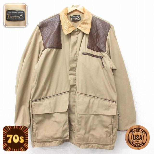 古着 長袖 ハンティング ジャケット メンズ 70年代 70s 襟コーデュロイ