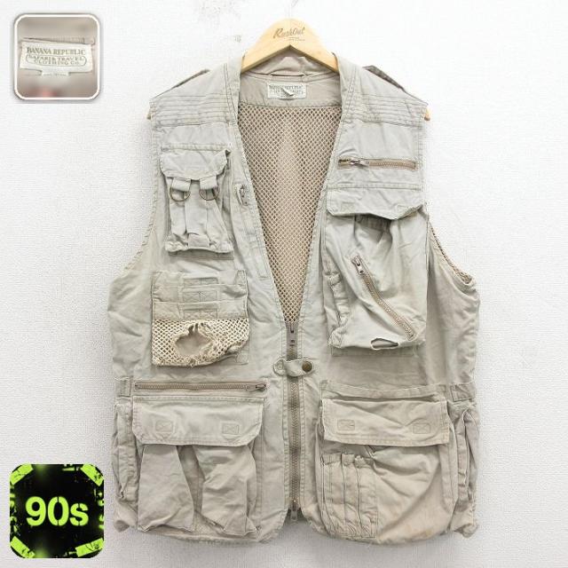 古着 バナナリパブリック ハンティング ベスト メンズ 90年代 90s コット