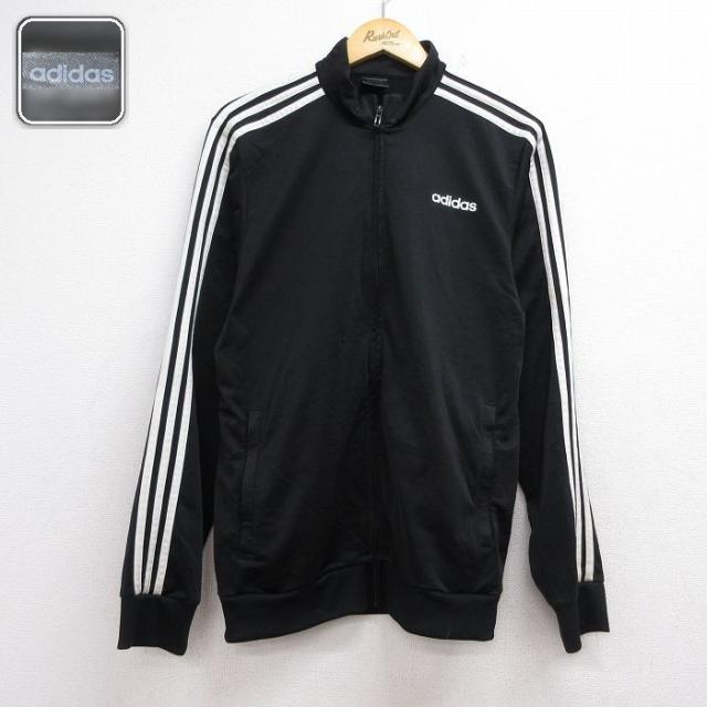 古着 アディダス adidas 長袖 ジャージ メンズ ワンポイントロゴ ブラッ