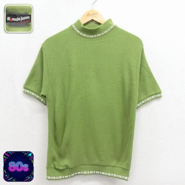 古着 半袖 セーター メンズ 80年代 80s アクリル モックネック ハイネッ