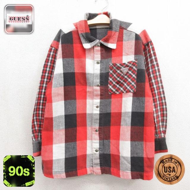 古着 ゲス GUESS 長袖 フランネル シャツ キッズ ボーイズ 子供服 90