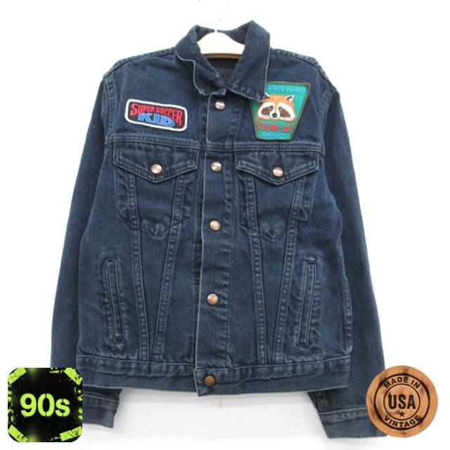古着 長袖 子供服 ワッペン コットン 90年代 90s キッズ ジージャン U