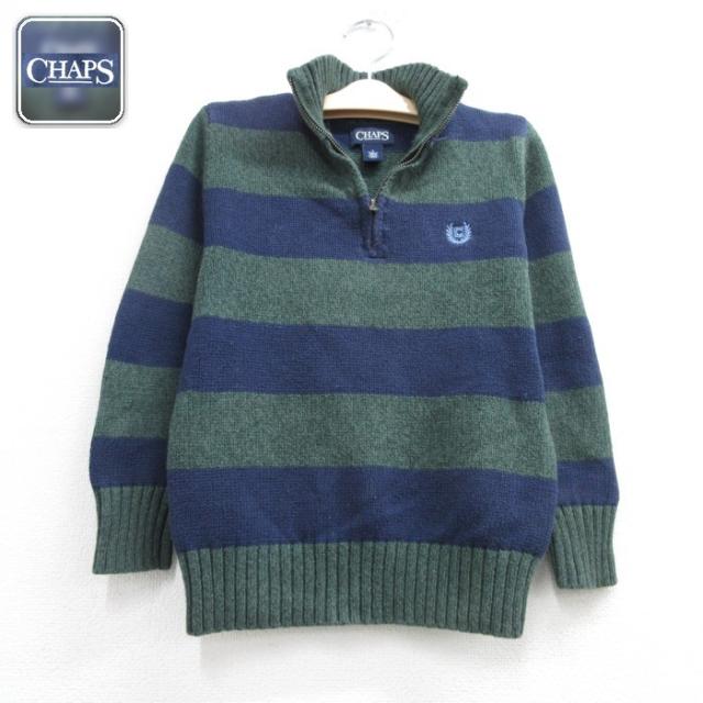 古着 CHAPS 長袖 子供服 ハーフジップ キッズ セーター ボーダー コット