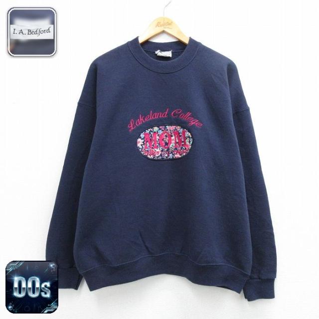 古着 長袖 スウェット レディース 00年代 00s MOM 刺繍 大きいサイズ