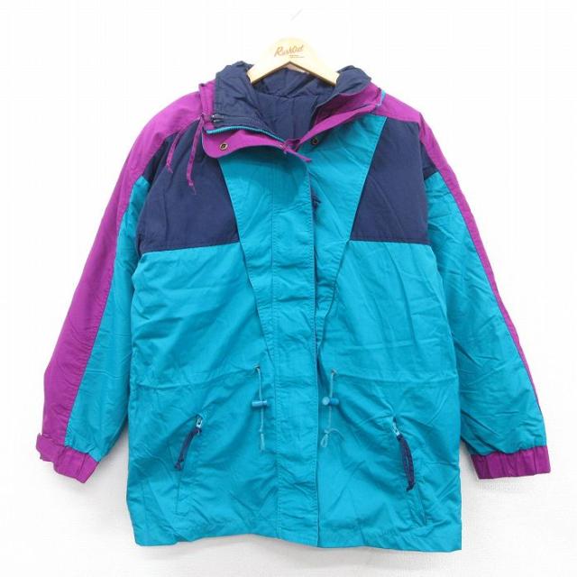 古着 長袖 ジャケット レディース 90年代 90s 大きいサイズ 青緑他 中古