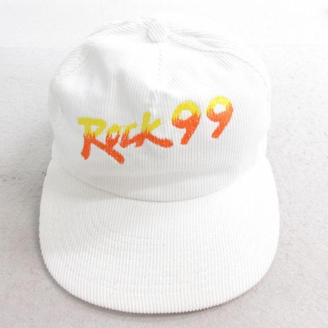 中古 コーデュロイ キャップ 90年代 90s Rock99 刺繍 コットン 白