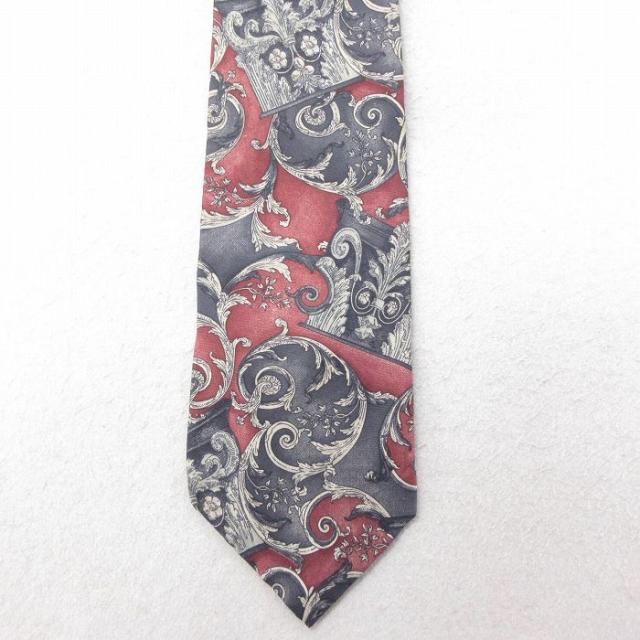 中古 ネクタイ 00年代 00s 花柄 シルク エンジ他 中古 古着