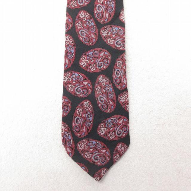 中古 ネクタイ 90年代 90s 花柄 シルク イタリア製 黒 ブラック 中古 