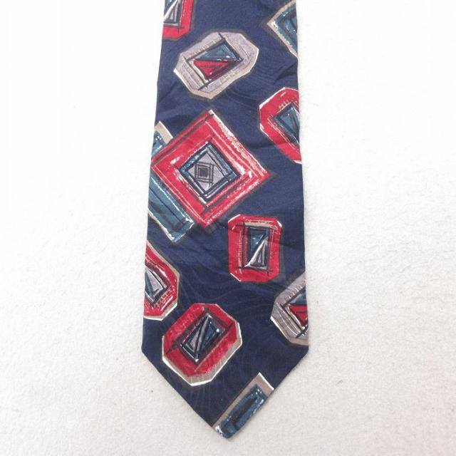 中古 ネクタイ 90年代 90s シルク USA製 紺 ネイビー 中古 古着