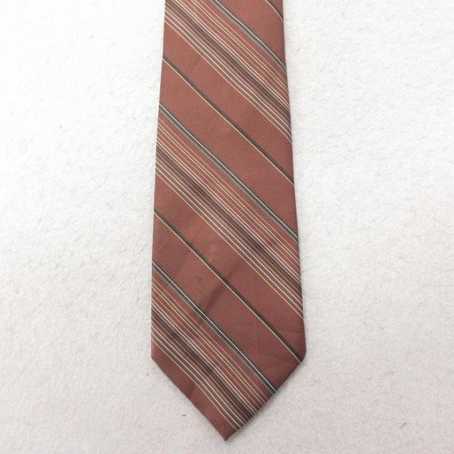 中古 ネクタイ 80年代 80s こげ茶 ブラウン ボーダー 中古 古着