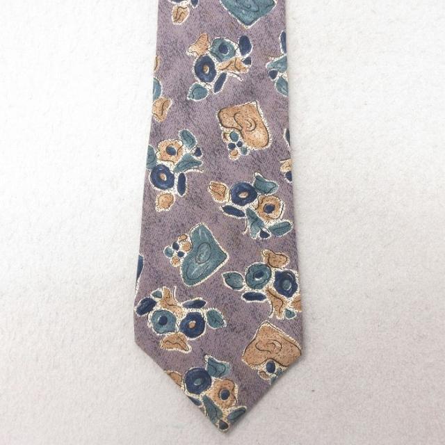 中古 ネクタイ 90年代 90s 花柄 シルク USA製 薄紫 パープル 中古