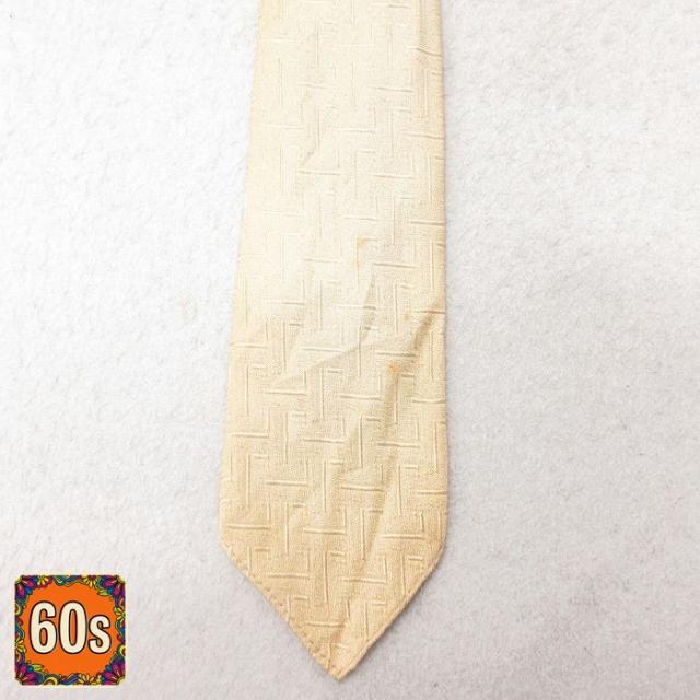 中古 ビンテージ ネクタイ 60年代 60s ベージュ系 カーキ 中古 古着