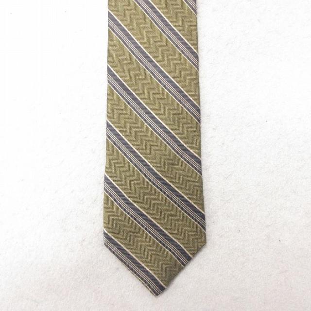 中古 JOS A BANK ネクタイ シルク イタリア製 緑 グリーン ボーダー