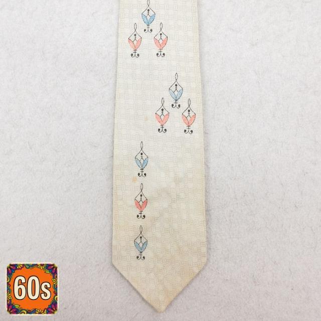 中古 ペニーズ ビンテージ ネクタイ 60年代 60s 白系 ホワイト 中古 古