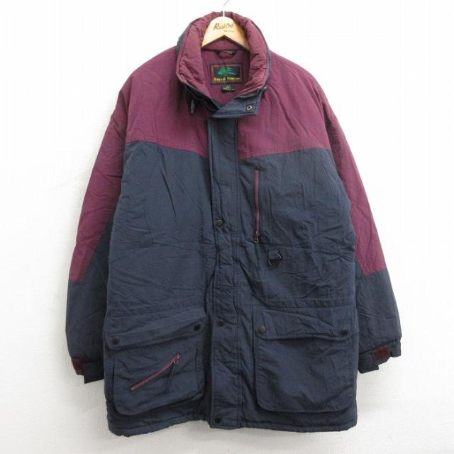 古着 長袖 ジャケット メンズ 90年代 90s ツートンカラー ロング丈 紺他