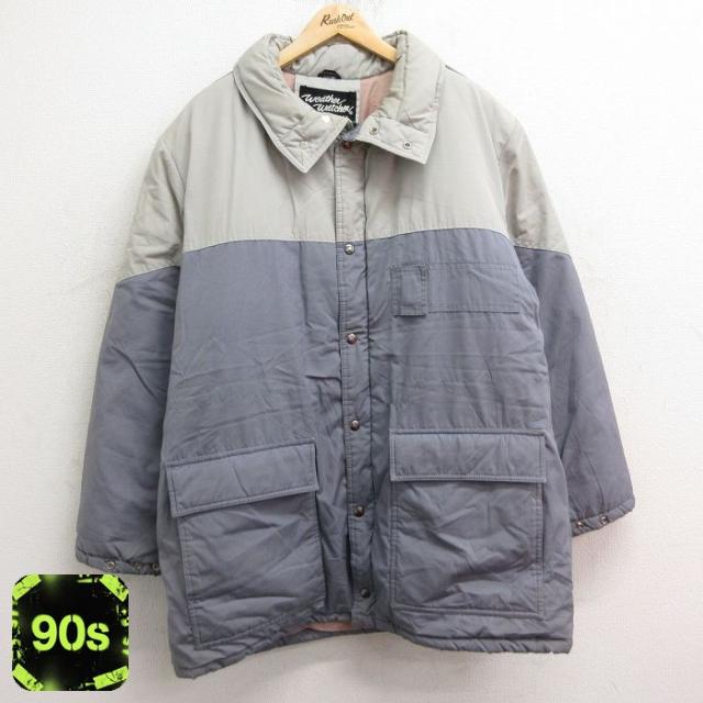 古着 長袖 ジャケット メンズ 90年代 90s ツートンカラー グレー他 XL