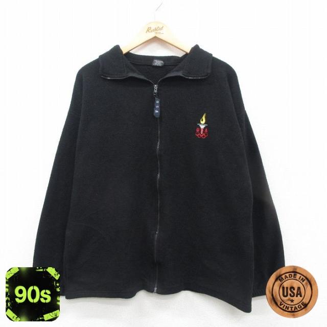 古着 長袖 フリース ジャケット メンズ 90年代 90s USAオリンピック