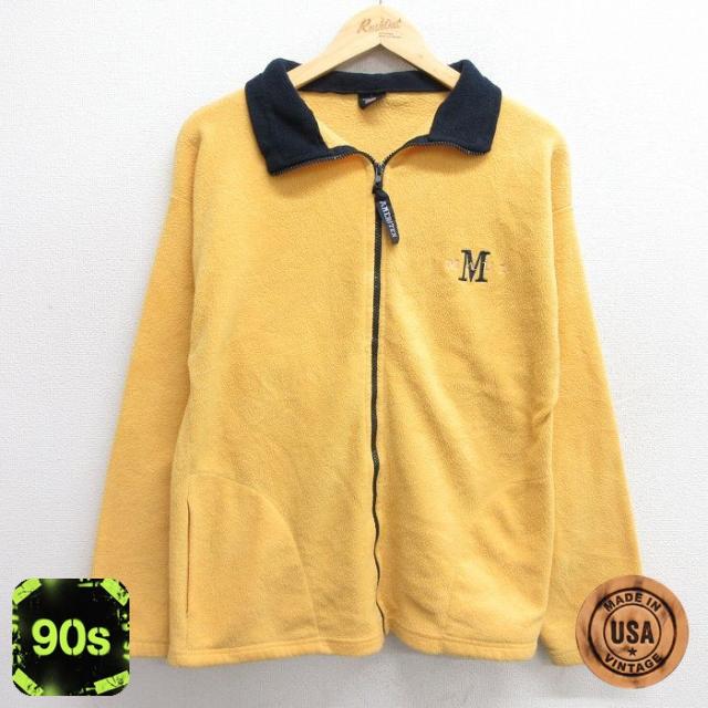 古着 長袖 フリース ジャケット メンズ 90年代 90s マウイ USA製 黄