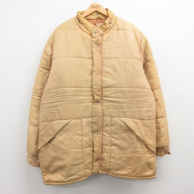 古着 長袖 ジャケット メンズ 80年代 80s ロング丈 ベージュ系 カーキ 