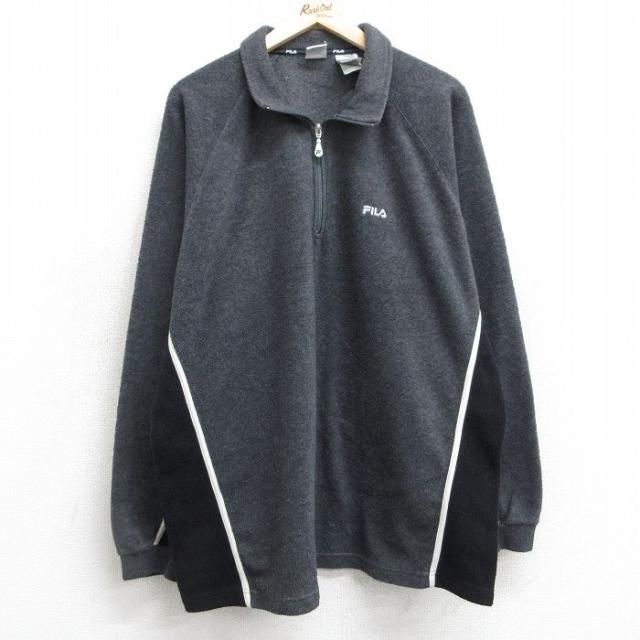 古着 フィラ FILA 長袖 ハーフジップ フリース ジャケット メンズ ワンポ